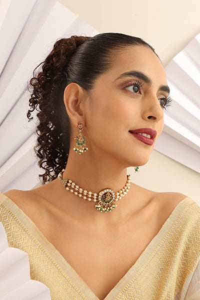 Udgita Green Temple Work Choker Set