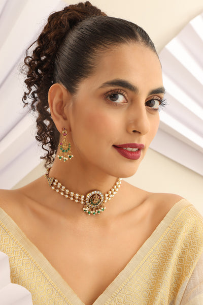Udgita Green Temple Work Choker Set