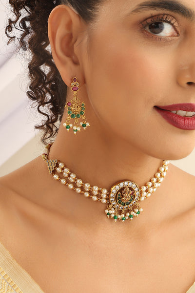 Udgita Green Temple Work Choker Set