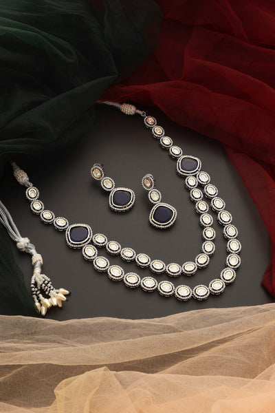 Anshika Sapphire and Polki Layered Necklace Set