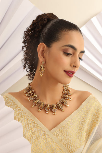 Sinhi Gold Temple Work Necklace Set