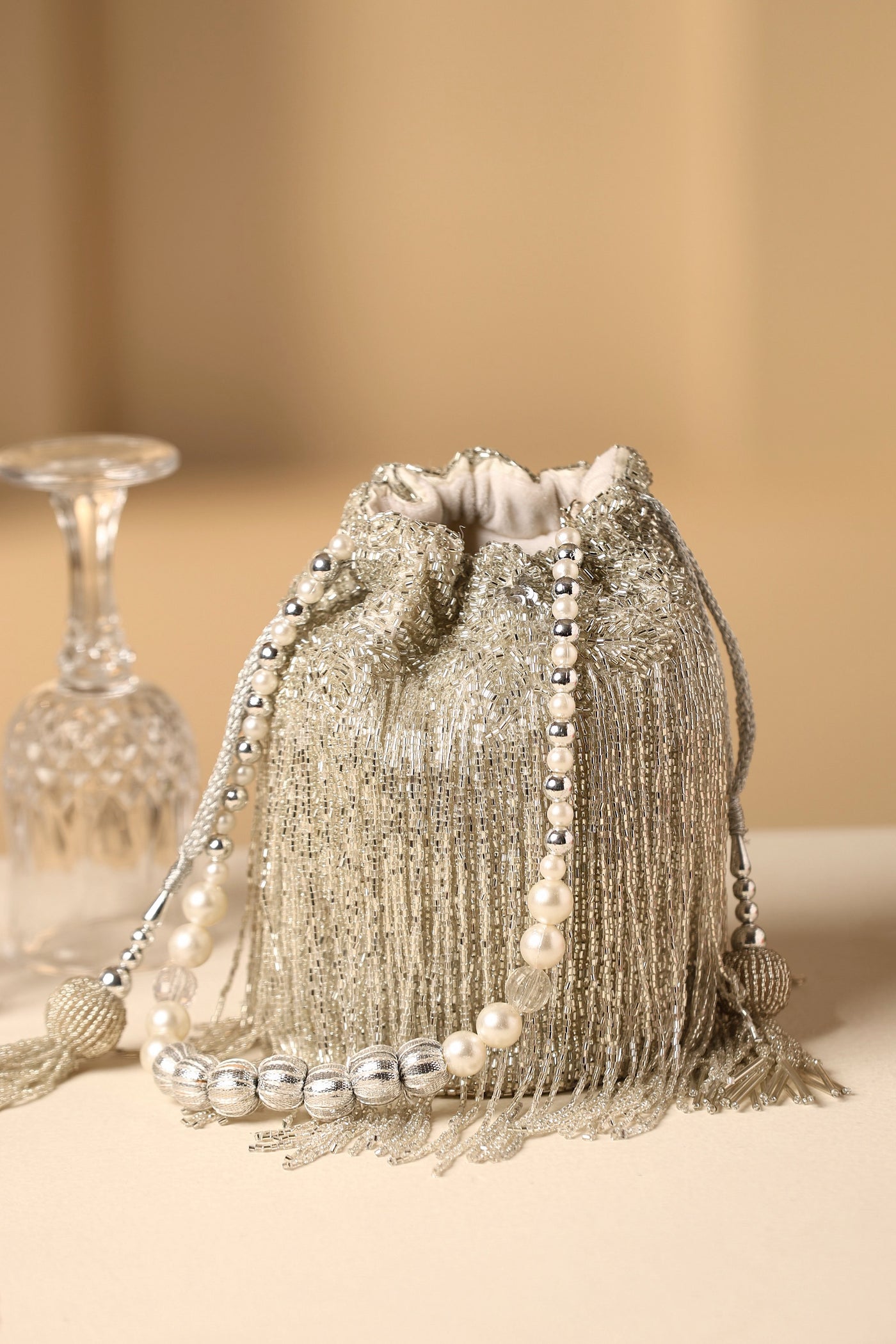 Mehar Silver Sequin Potli Bag