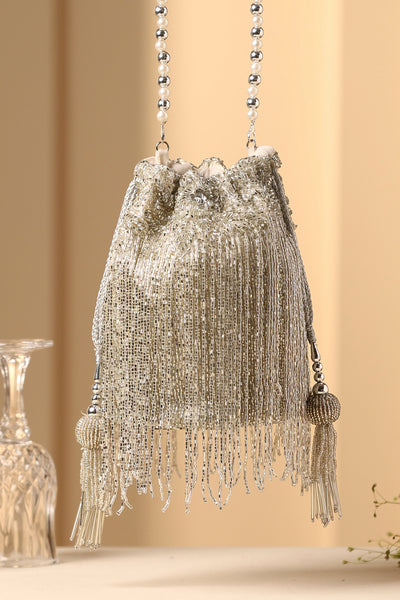 Mehar Silver Sequin Potli Bag