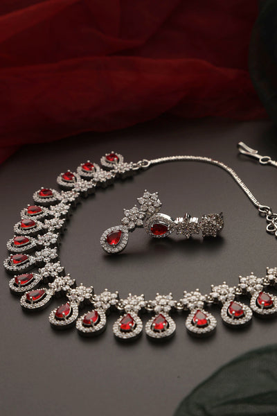 Arrisa Ruby Zirconia Necklace Set