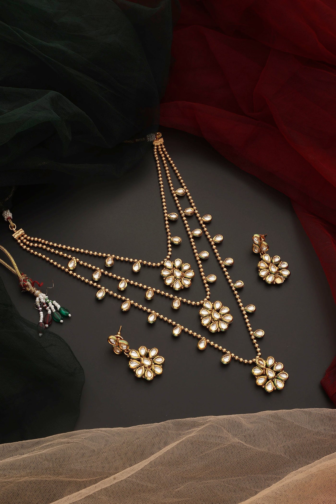 Navya Gold Kundan Layered Necklace Set