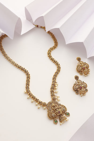 Kailash Multicolour Temple Long Necklace Set