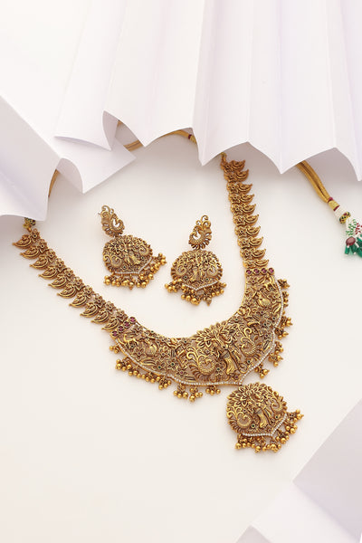 Pavalam Gold Temple Work Necklace Set
