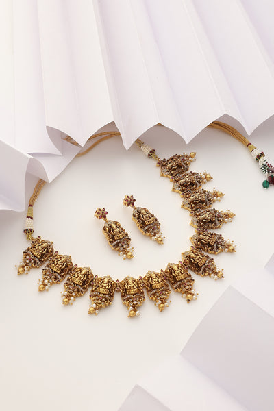 Sinhi Gold Temple Work Necklace Set