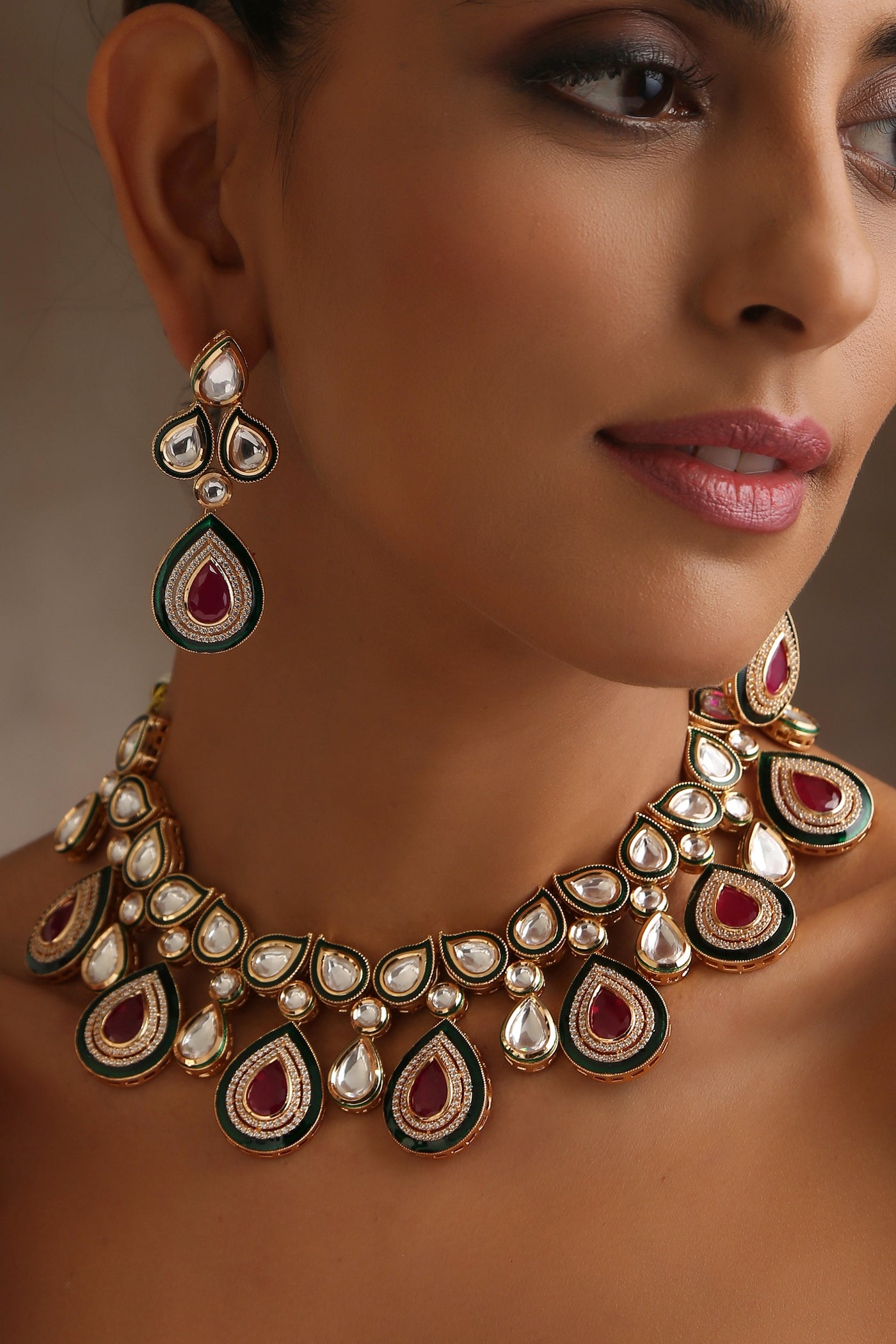 Anviksha Red Kundan Necklace Set