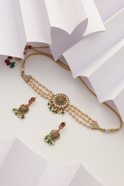 Udgita Green Temple Work Choker Set