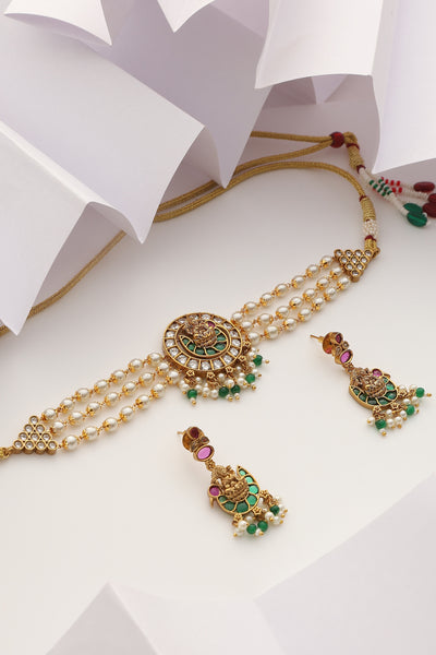 Udgita Green Temple Work Choker Set