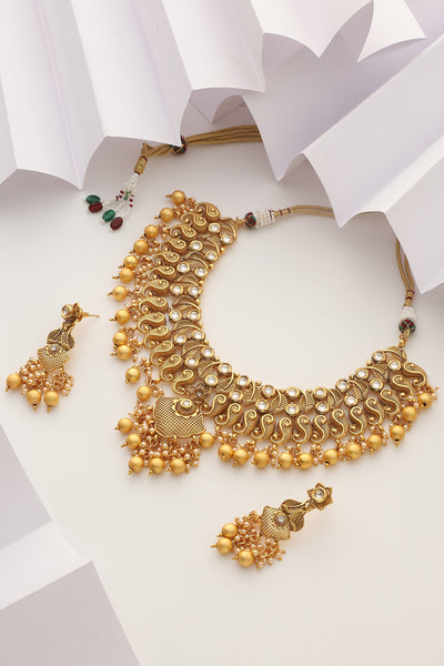 Anvika Gold Temple Necklace Set