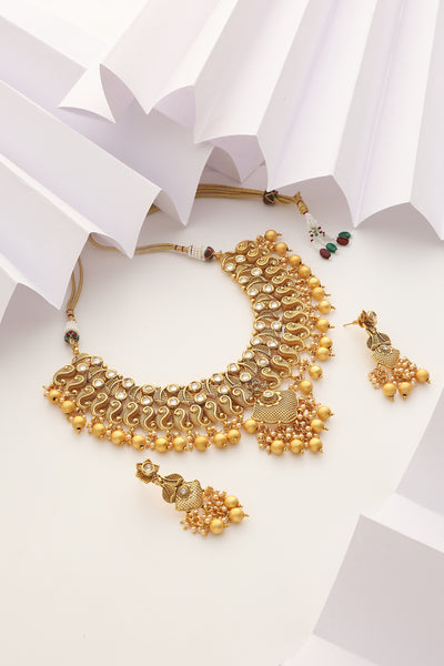 Anvika Gold Temple Necklace Set