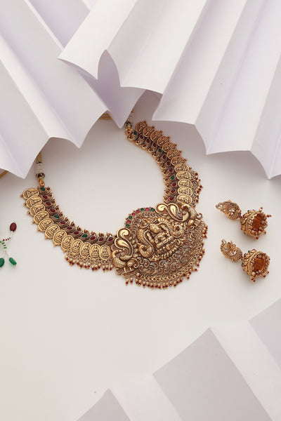 Chaitali Multicolour Temple Work Necklace Set