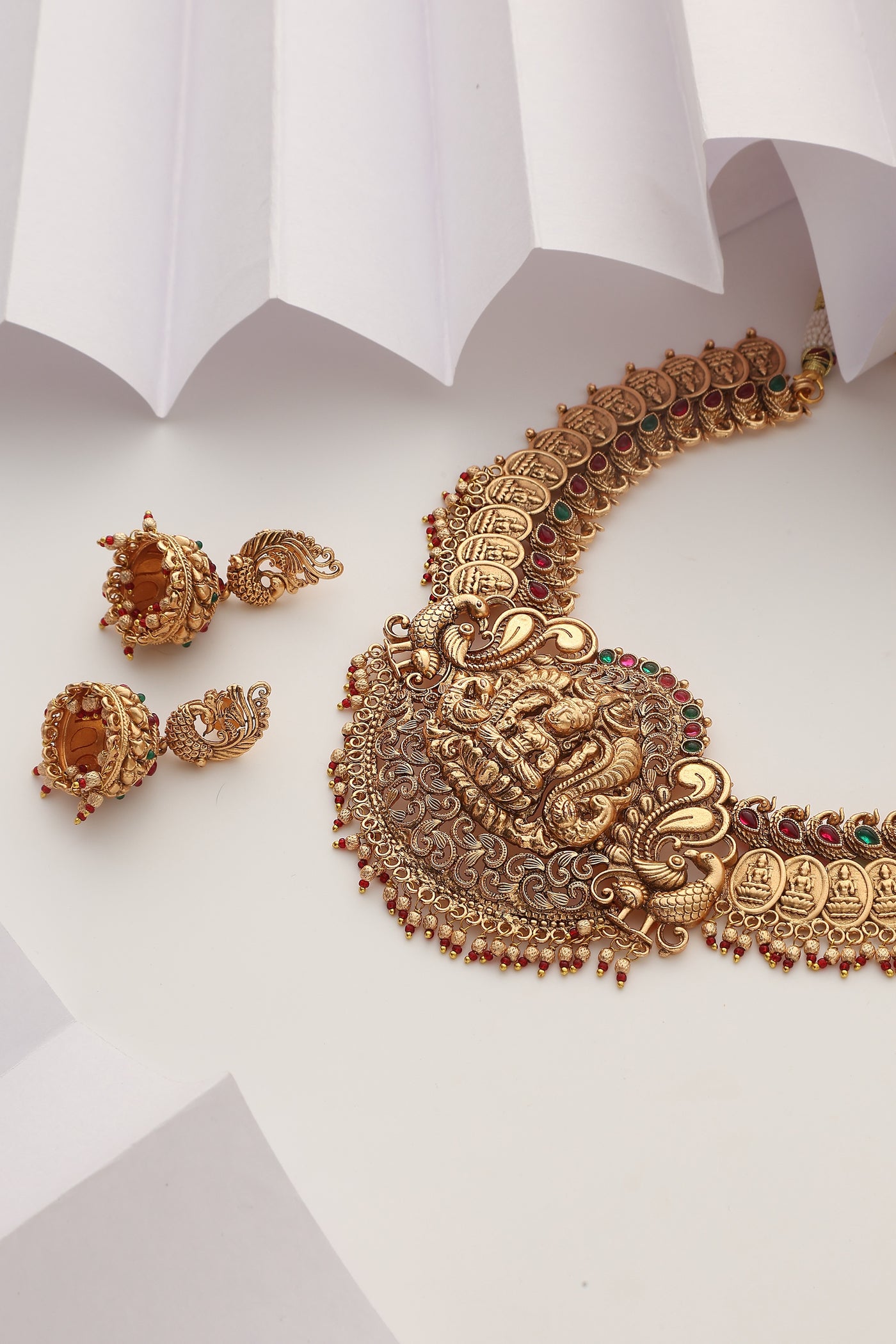 Chaitali Multicolour Temple Work Necklace Set