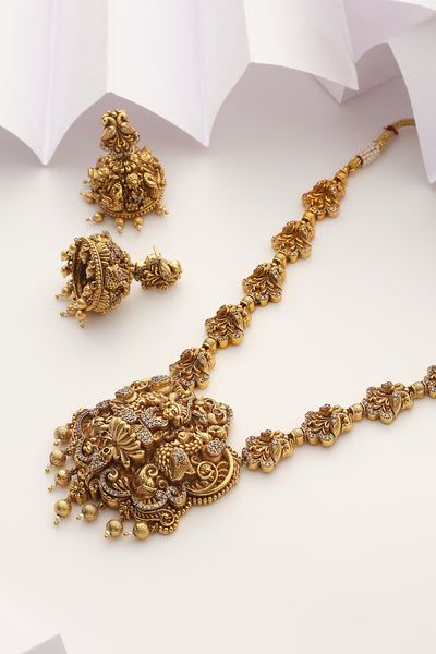 Gathika Gold Temple Work Necklace Set
