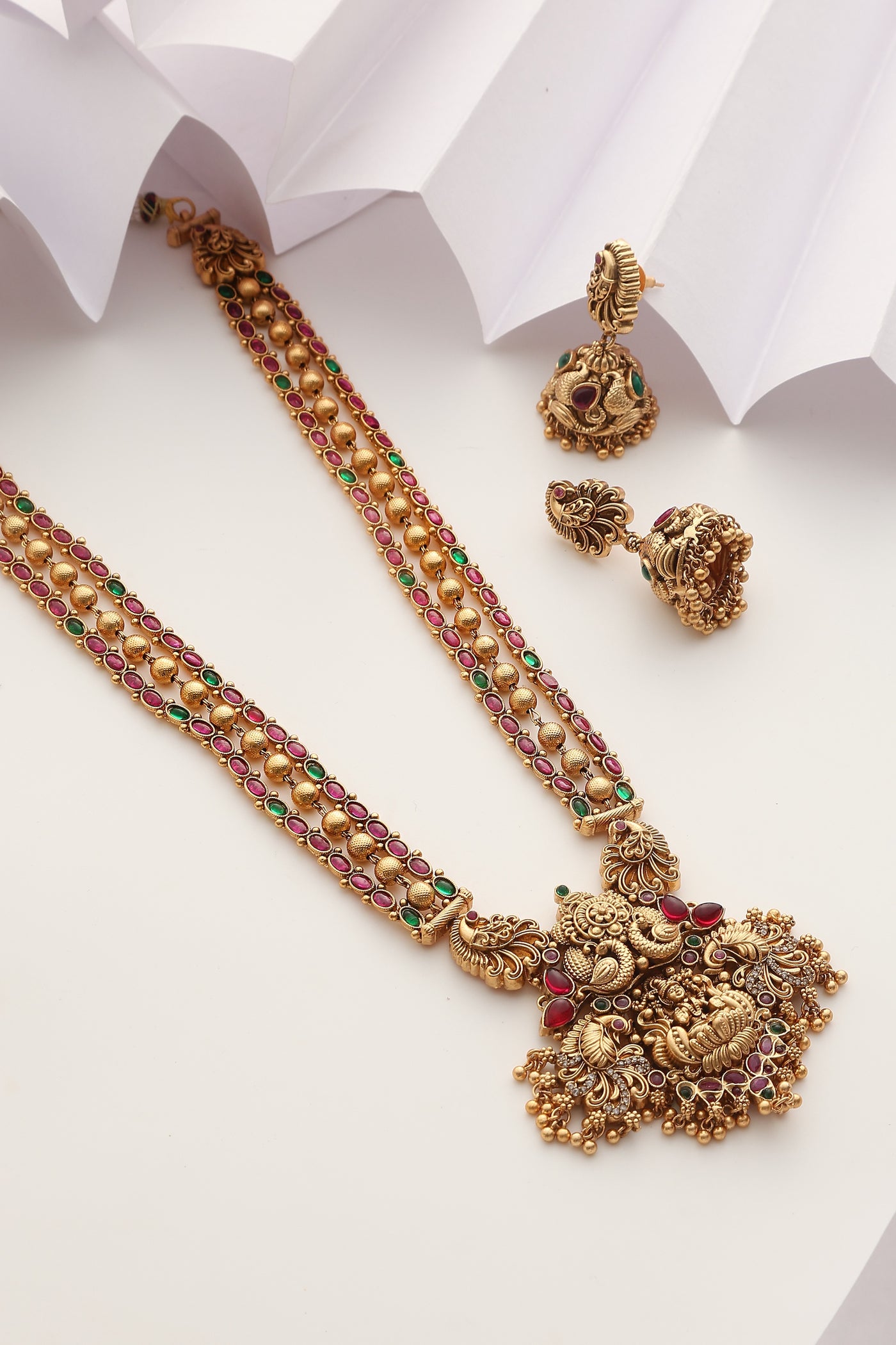 Debanjali Multi Temple Work Long Necklace Set