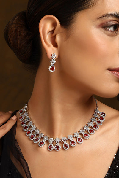 Arrisa Ruby Zirconia Necklace Set