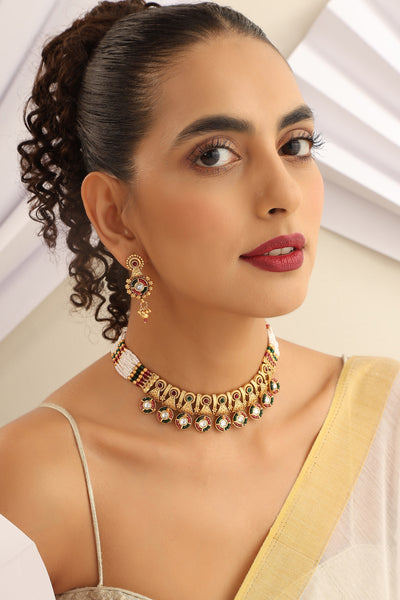 Aadvika Multicolour Temple Necklace Set