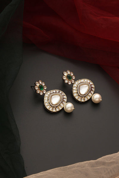Zeena Emerald Polki Dangler Earrings