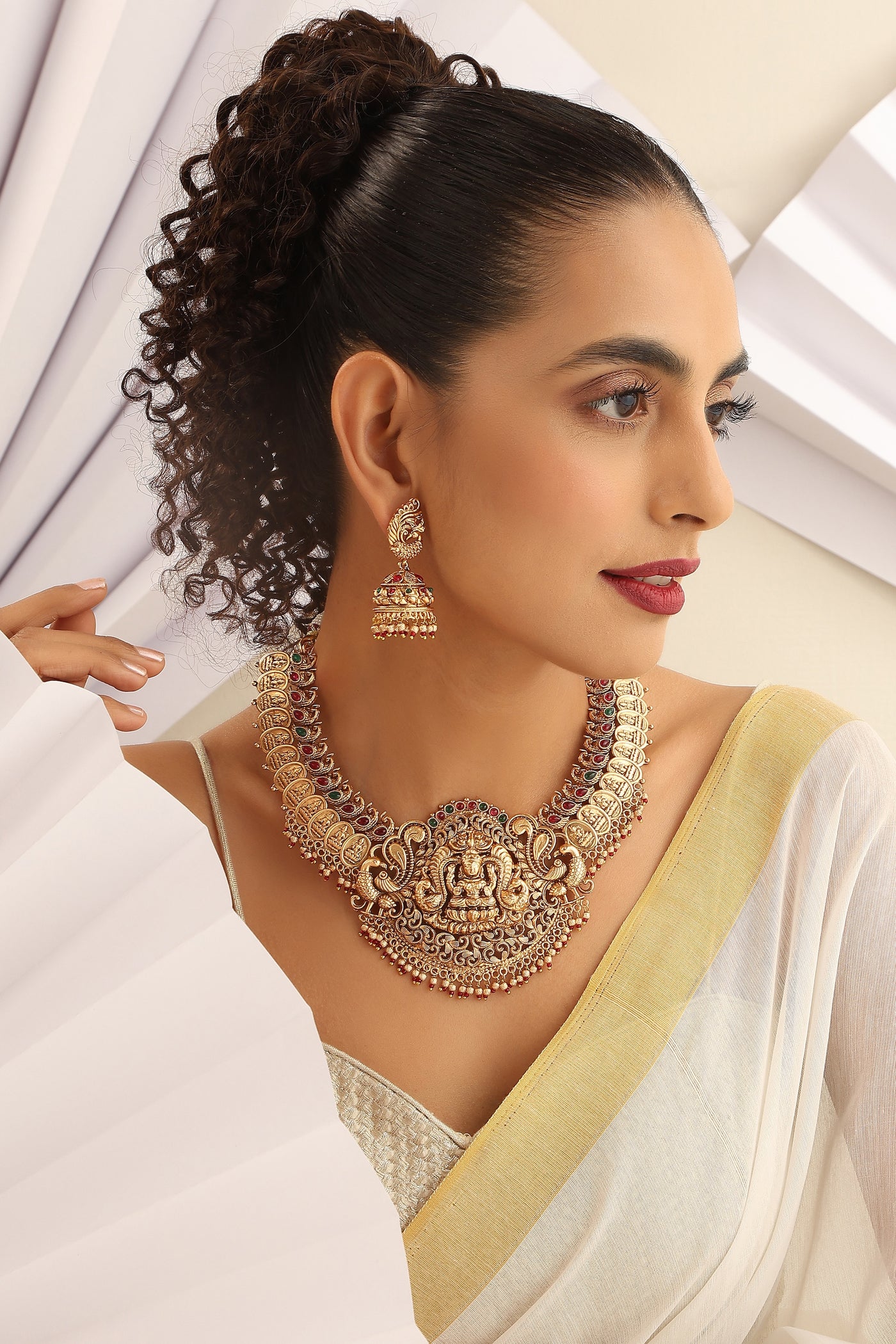 Chaitali Multicolour Temple Work Necklace Set