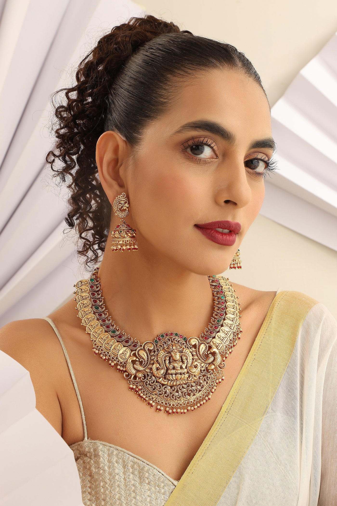 Chaitali Multicolour Temple Work Necklace Set