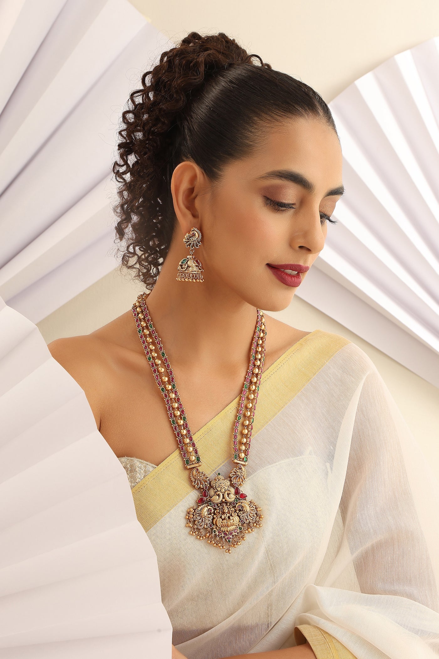 Debanjali Multi Temple Work Long Necklace Set