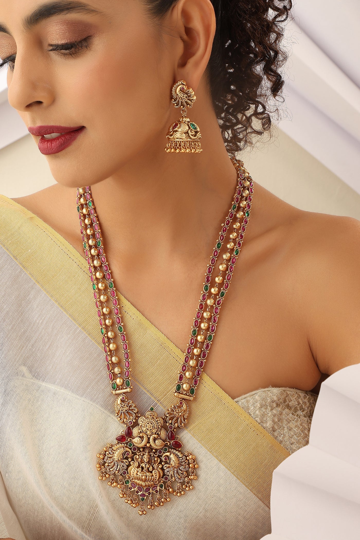 Debanjali Multi Temple Work Long Necklace Set