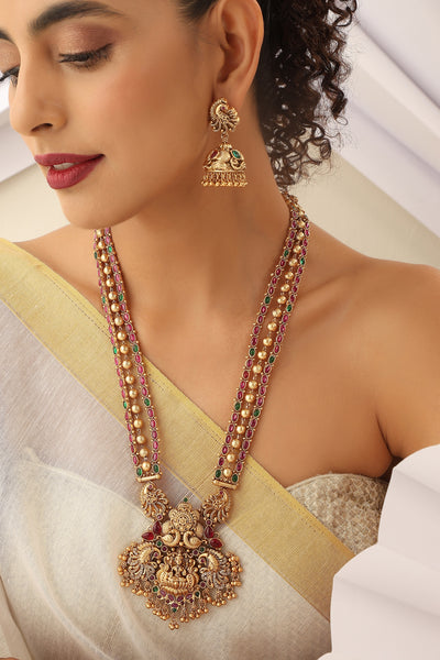 Debanjali Multi Temple Work Long Necklace Set