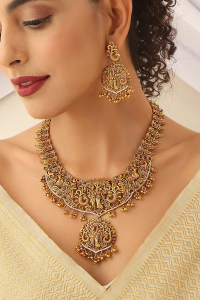 Pavalam Gold Temple Work Necklace Set