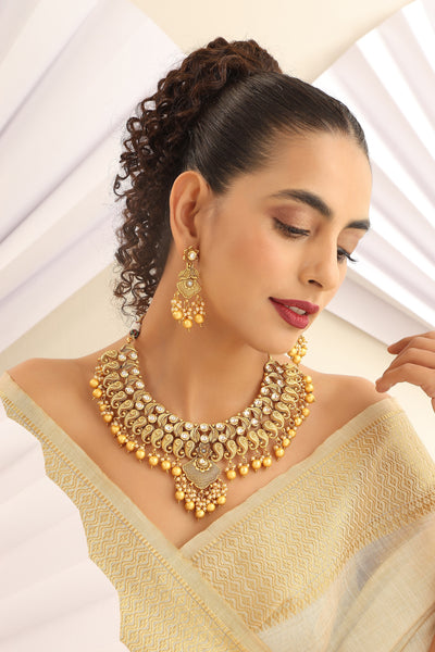Anvika Gold Temple Necklace Set