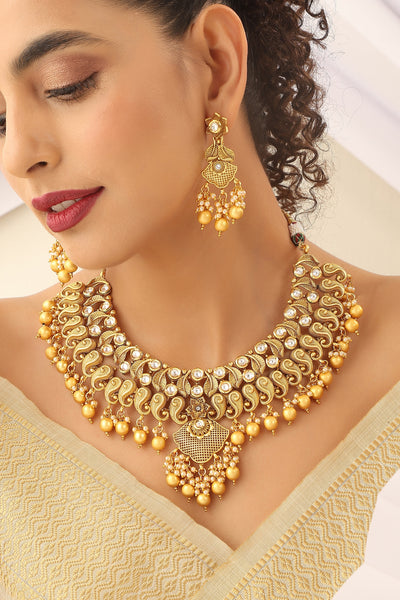 Anvika Gold Temple Necklace Set