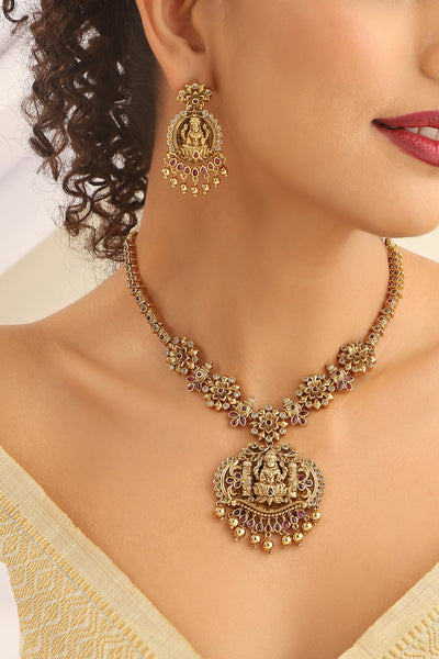 Idithri Red Temple Necklace Set