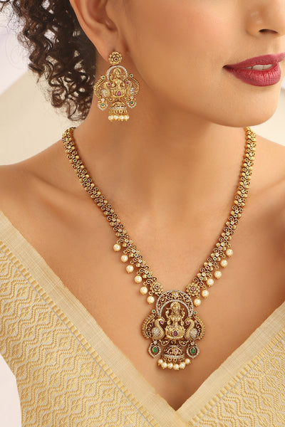 Kailash Multicolour Temple Long Necklace Set