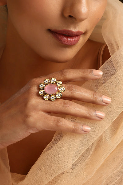 Sufi Pink Kundan Ring