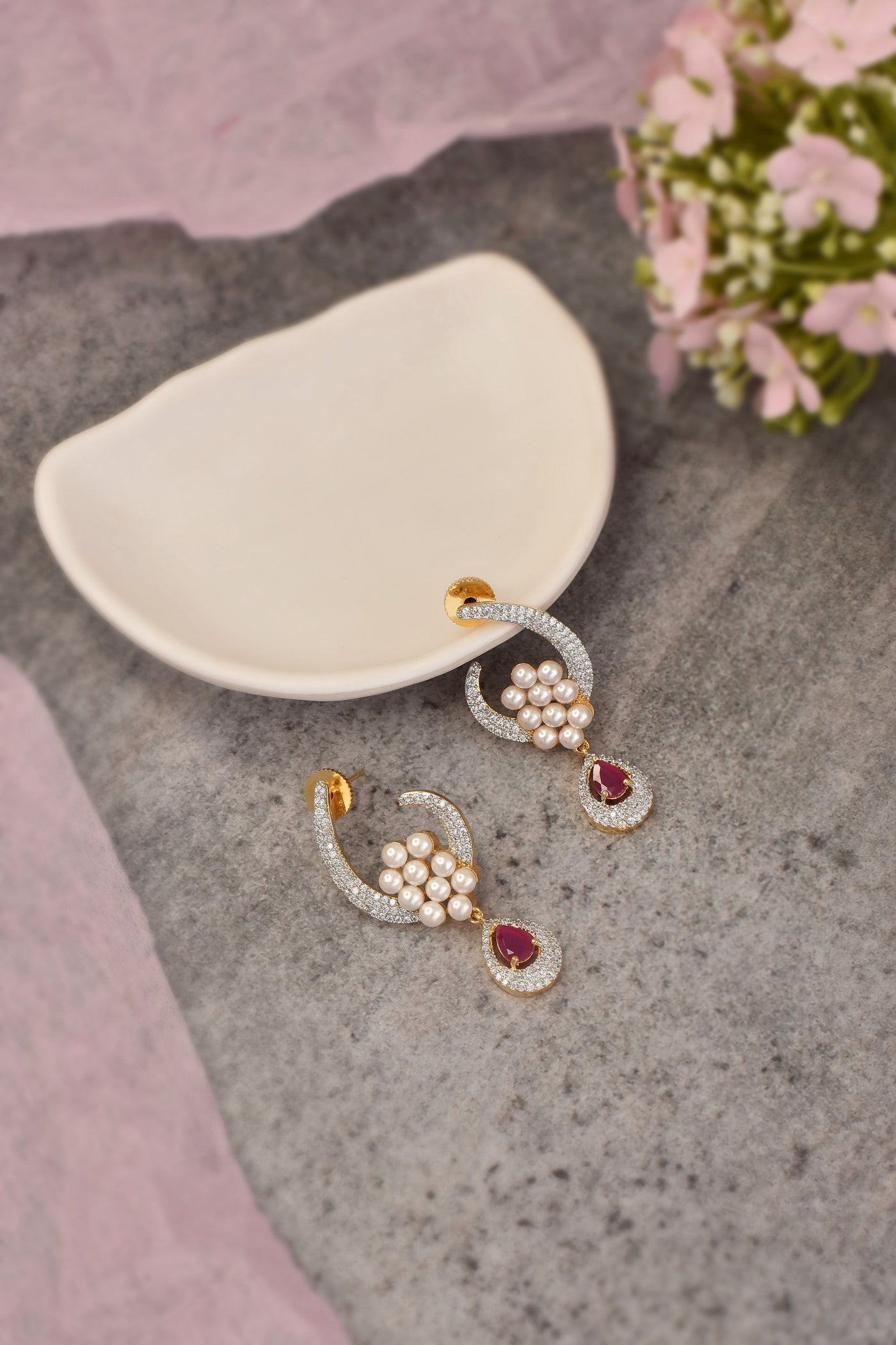 Beocca Ruby Zirconia Dangler Earrings