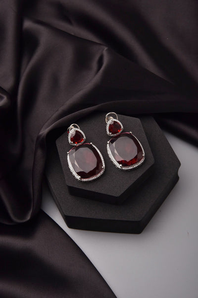 Amanda Ruby and Silver Dangler Earrings