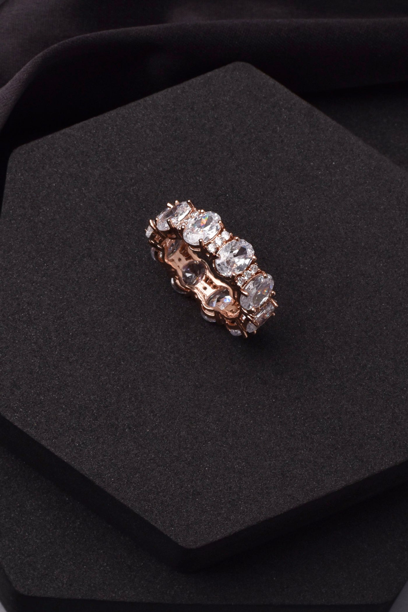 Helena Rose Gold Zirconia Band Ring - Main Image