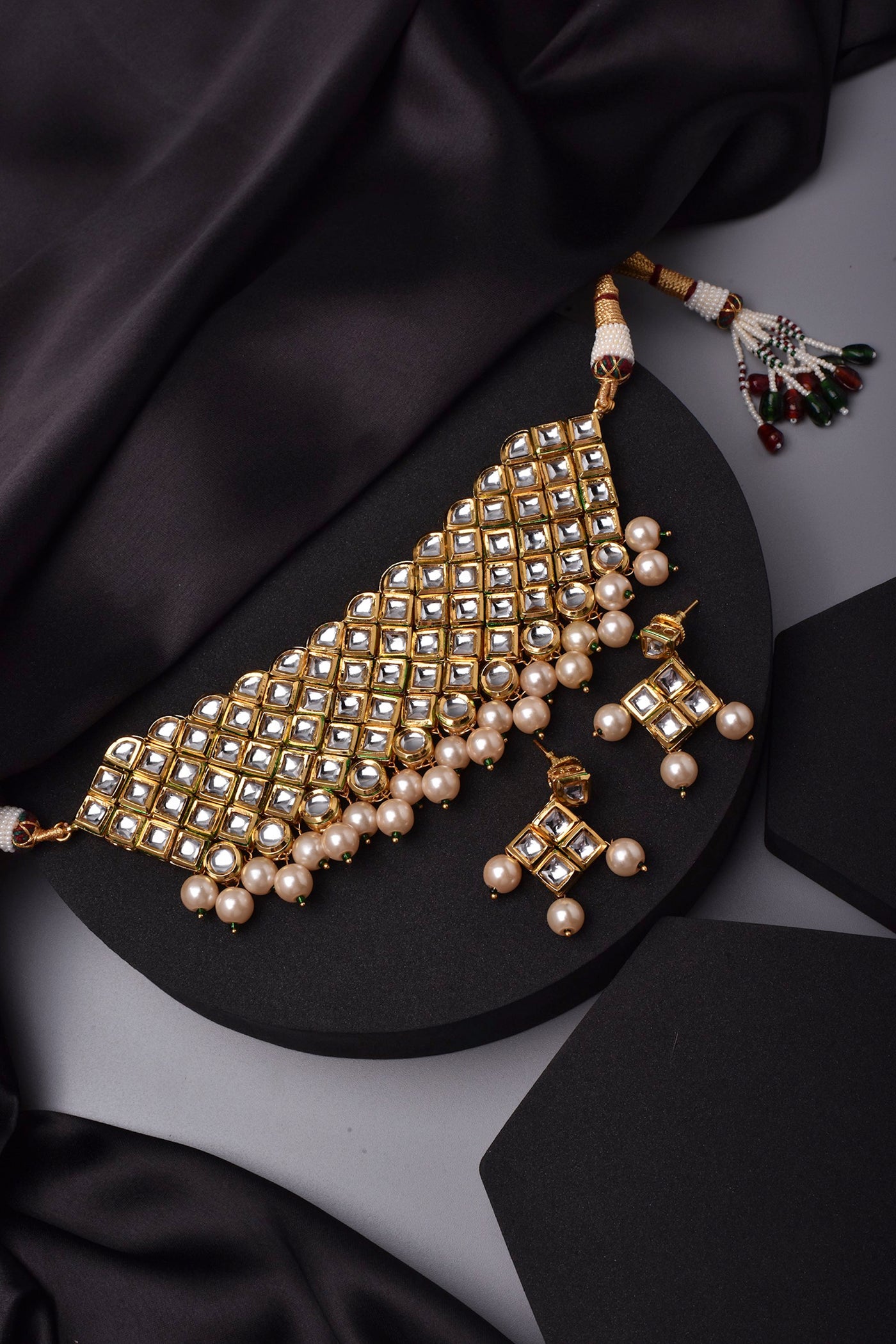 Azia Kundan and Pearl Choker Necklace Set