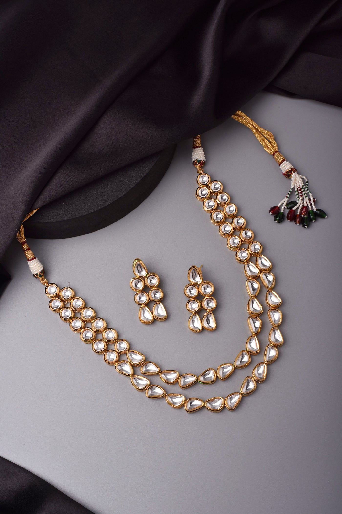 Kinjal Gold Layered Kundan Necklace Set