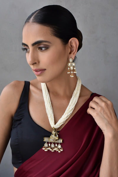 Anaadih Gold Temple Long Necklace Set