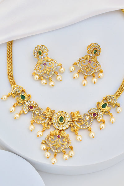 Kalki Multicolour Jadau Kundan Necklace Set