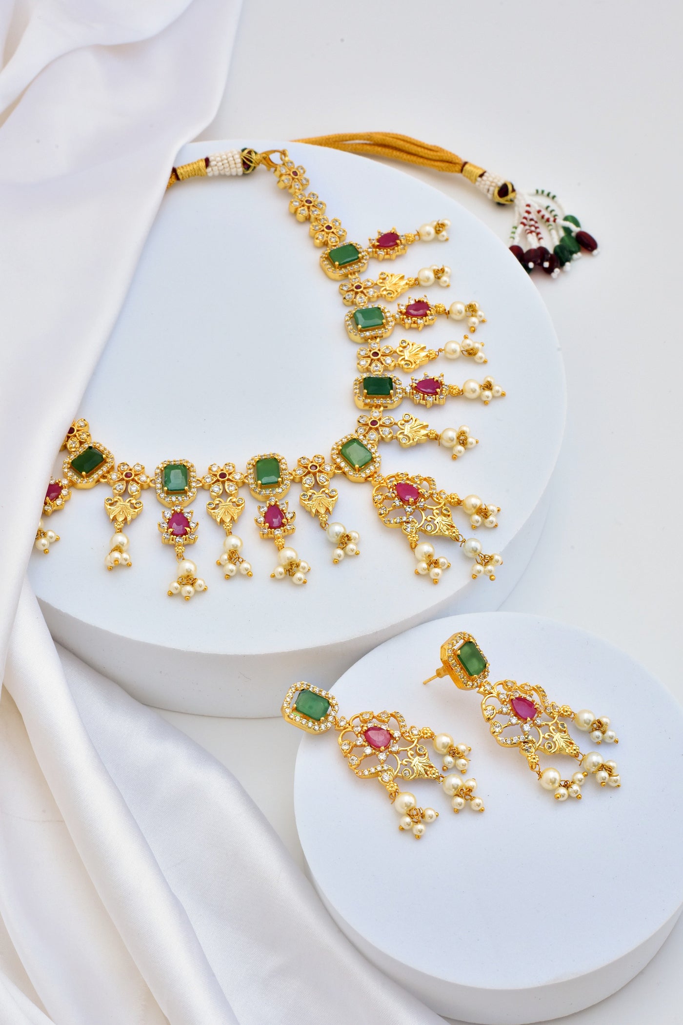 Kumkum Multicolour Jadau Kundan Necklace Set