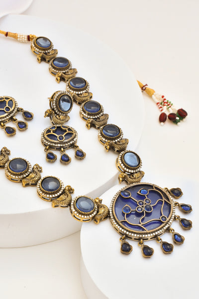 Omya Sapphire Zirconia Necklace Set