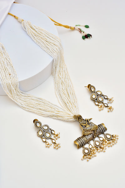 Anaadih Gold Temple Long Necklace Set