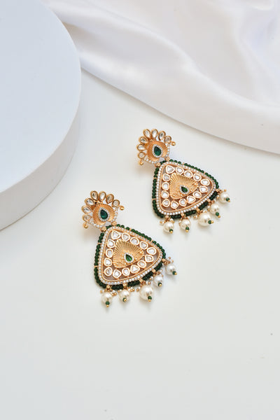 Namrata Green Polki Dangler Earrings