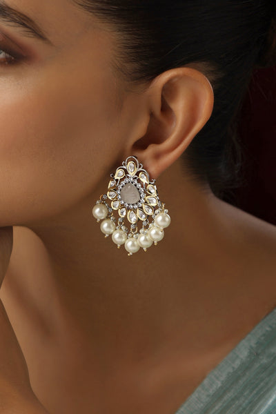 Apeksha White Polki Dangler Earrings