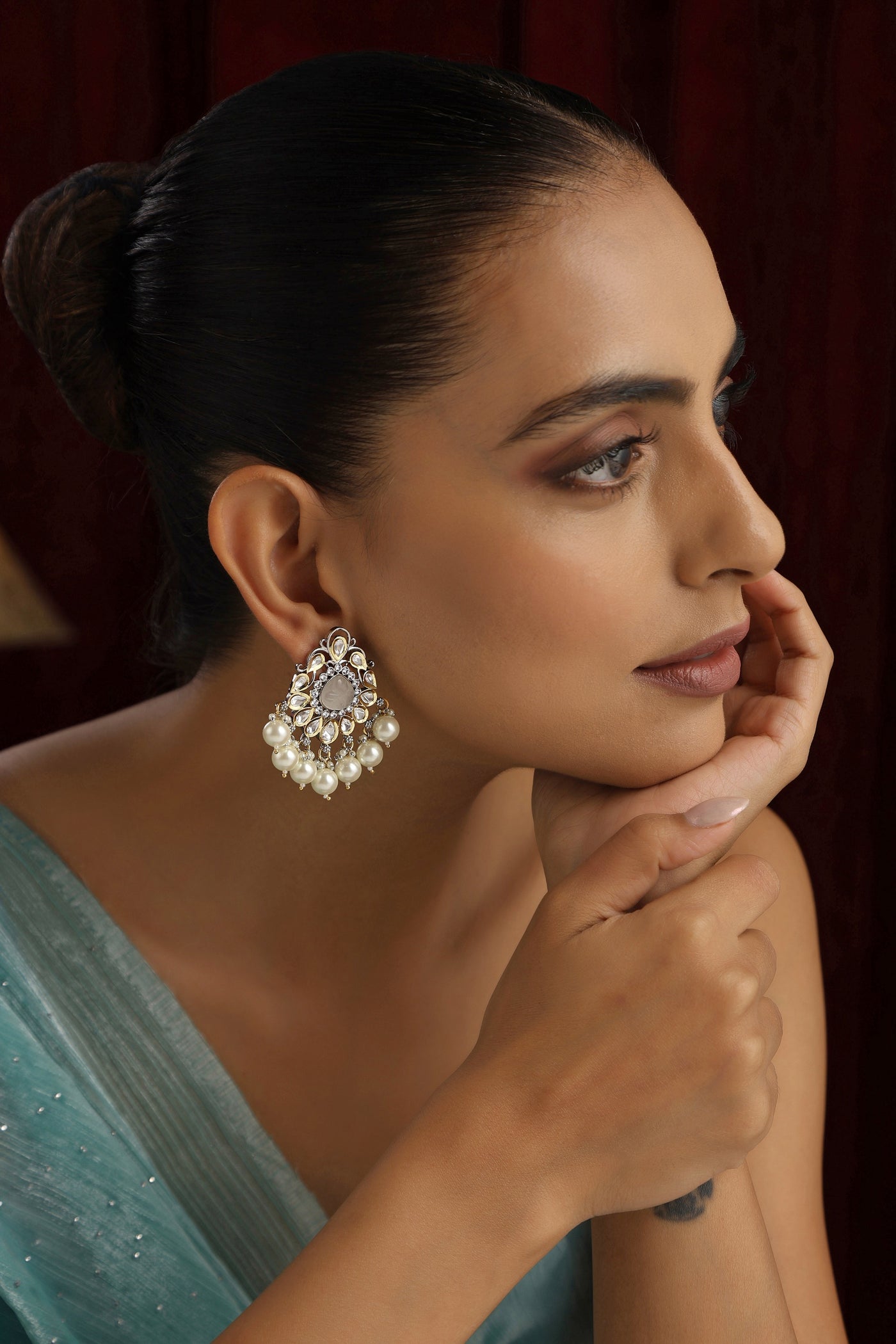 Apeksha White Polki Dangler Earrings