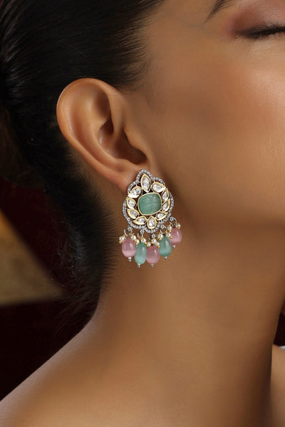 Mumtaaz Multicolour Polki Dangler Earrings