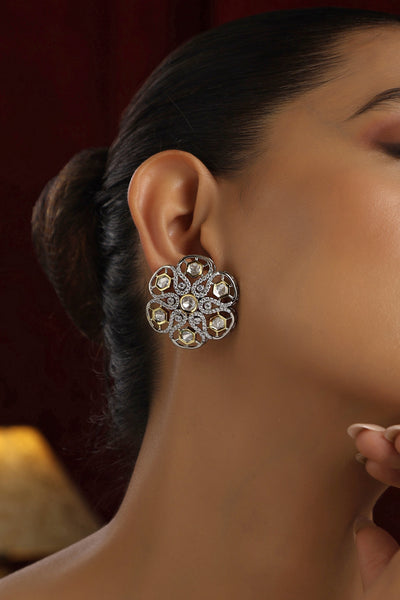 Chitrani Two Tone Polki Stud Earrings